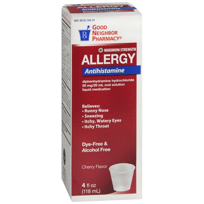 GNP Diphenhydramine Liquide, sans colorant, saveur cerise, 4 fl oz