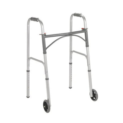Drive Medical Folding Steel Walker with 5" Wheels