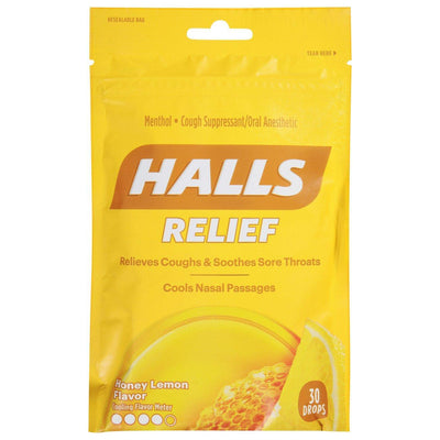 Bonbons contre la toux au miel et au citron Halls - 30 unités