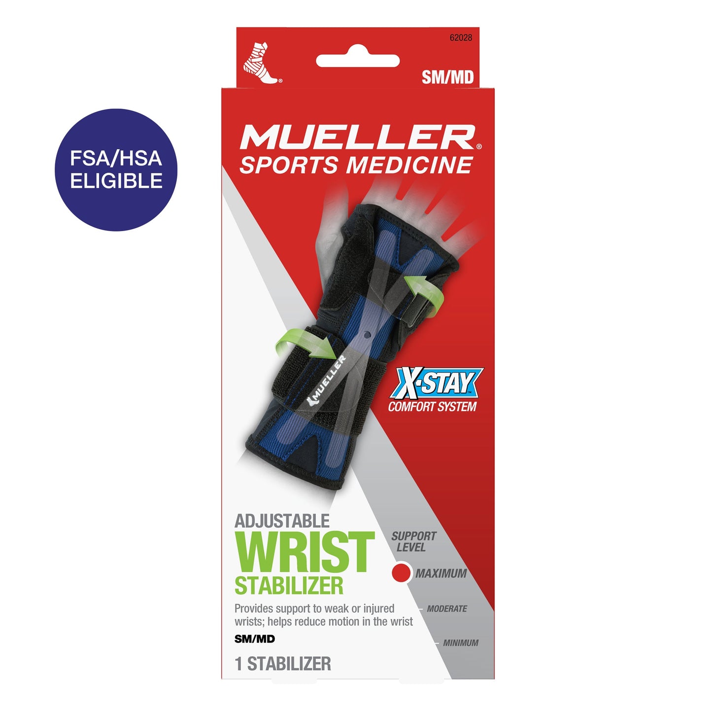 Mueller X-Stay Ajustable Wrist Stabilizer – Pequeño/Mediano (Negro)