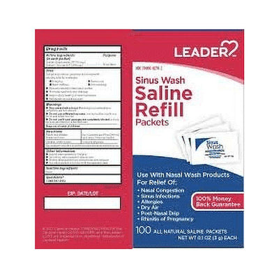 Leader Sinus Wash Saline Refill Packets - 100 Count