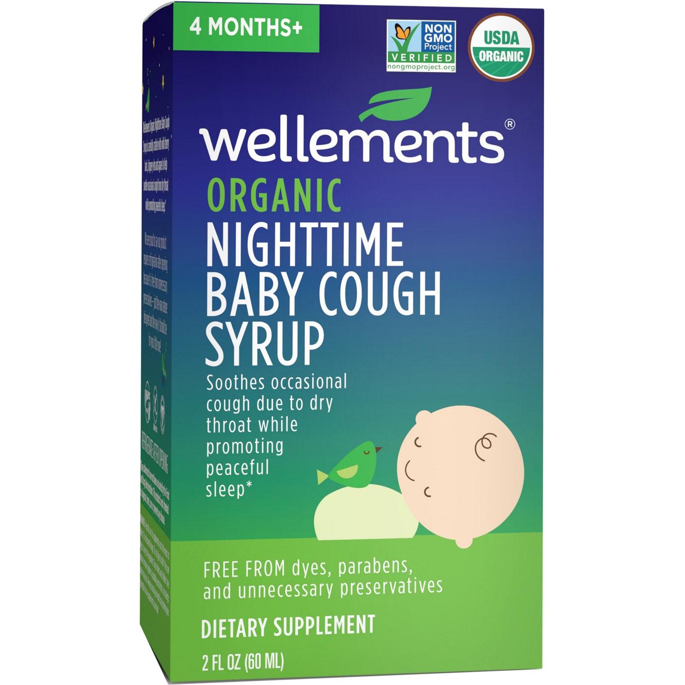 Sirop biologique contre la toux et le mucus pour bébé Wellements – Nuit