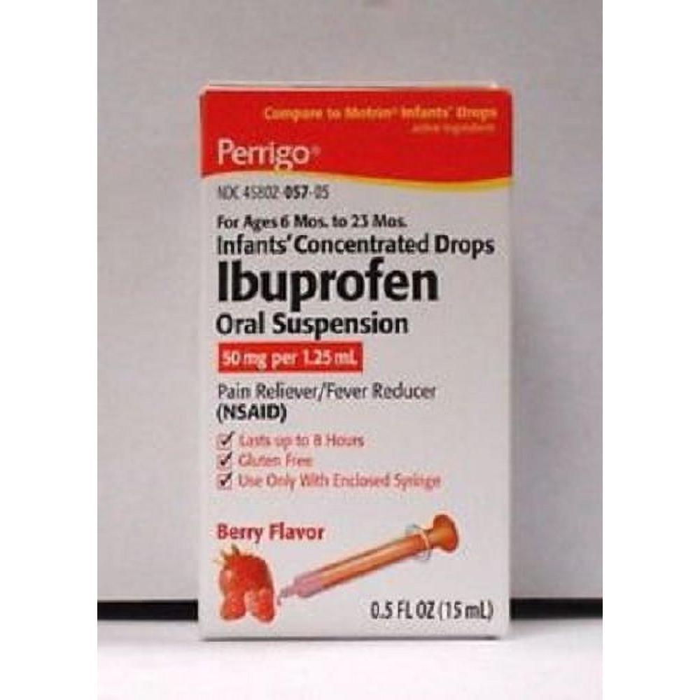 Gouttes d'ibuprofène pour nourrissons Perrigo 50mg/1,25ml Baie 0,5oz
