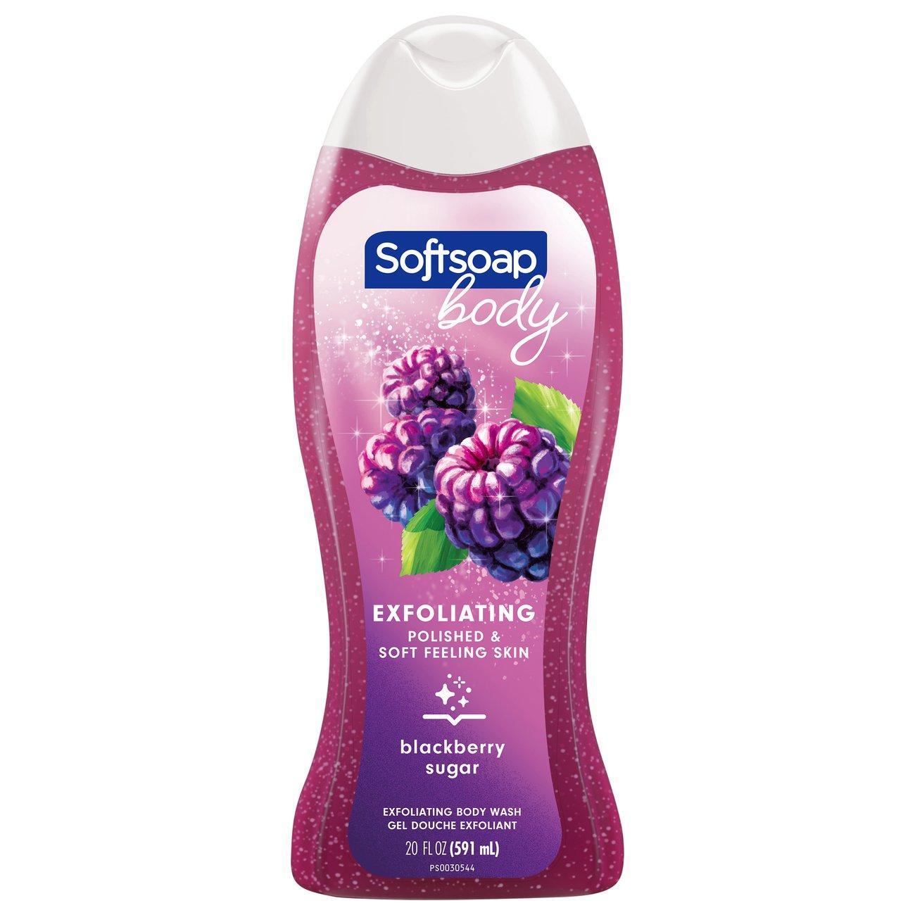 Gel de Ducha Exfoliante Softsoap - Exfoliante de Azúcar de Mora - 20 Fl Oz