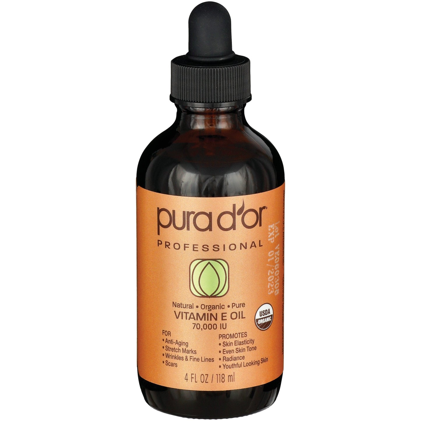 Mezcla de Aceite de Vitamina E Orgánica Profesional PURA D'OR® – 70,000 IU (4 oz)