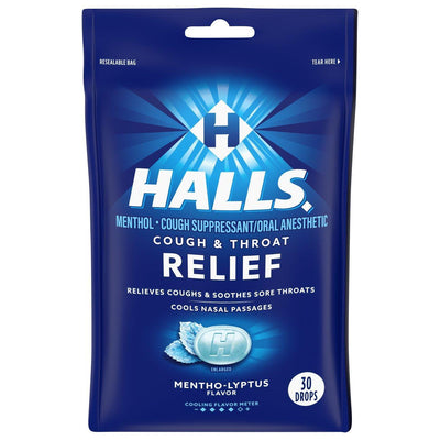 Bonbons contre la toux Halls Relief Mentho-Lyptus - 30 unités