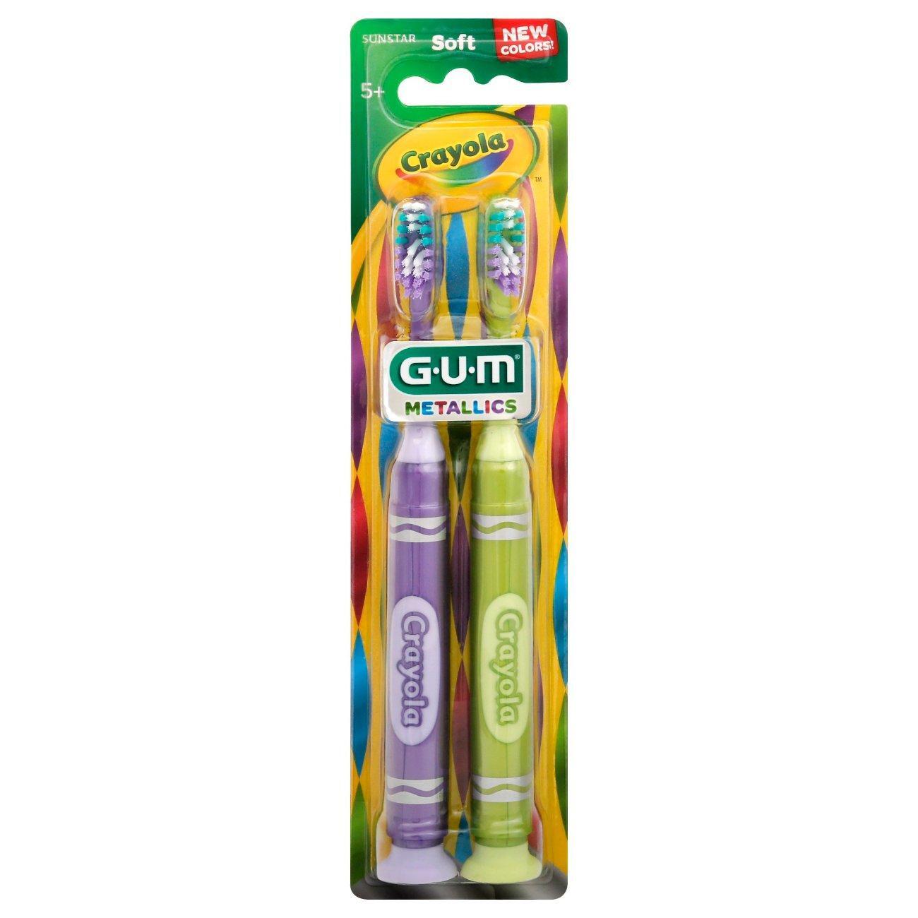 Cepillos de dientes suaves GUM Crayola en metálicos