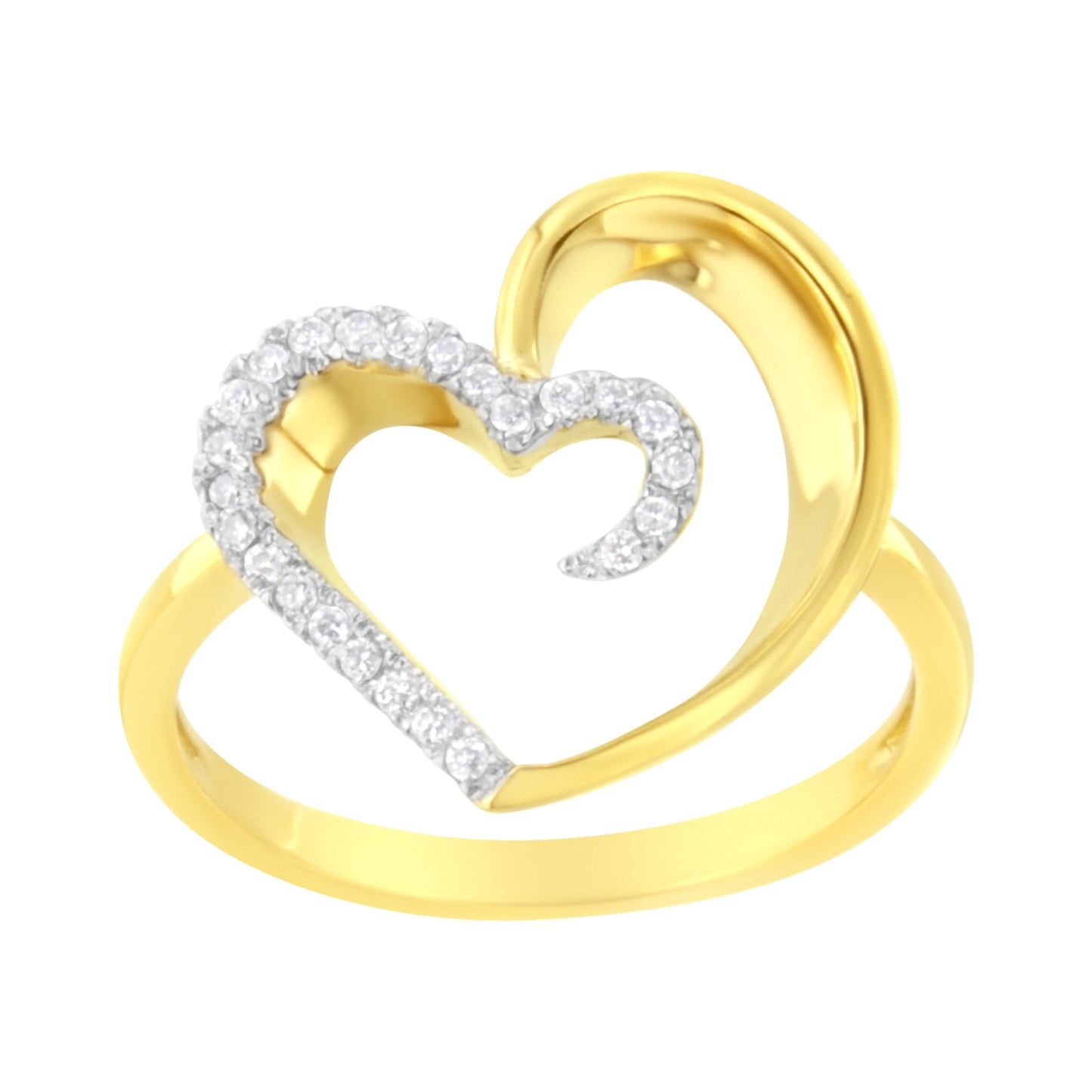 14KT Yellow Gold Diamond Heart Shape Ring - Size 7