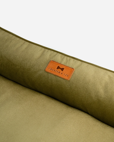 Lit pour chien en velours olive luxueux
