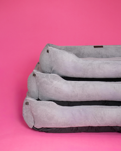 Luxurious Gray Corduroy Dog Sleeper Bed