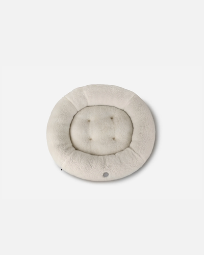 Lit pour chien en forme de donut en peluche douillette beige clair