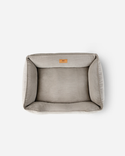 Lit pour chien en velours côtelé taupe luxueux
