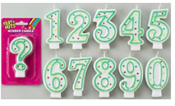Velas de Número Verde y Blanco - 0 a 9 y Signo de Pregunta