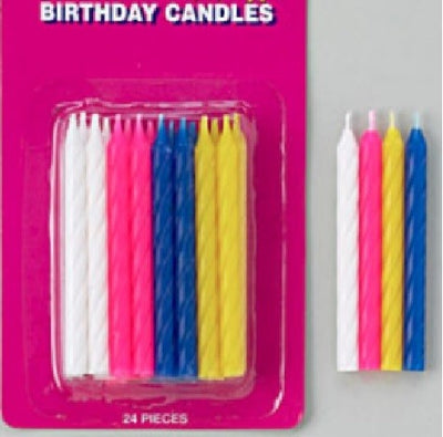 Bougies d'anniversaire spirales multicolores de 2,5" - Paquet de 24