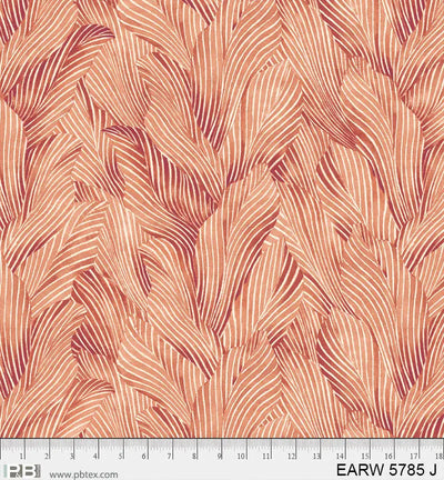 Tissu en coton large 108" aux tons terre avec motif de feuilles orange