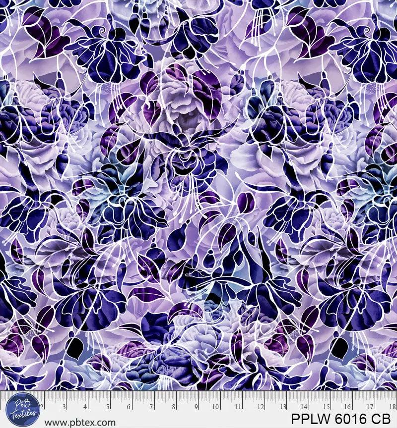 Tissu Large en Coton à Fleurs Bleues et Violettes Petal Play - 108"
