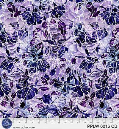 Petal Play Purple Blue Florals Cotton Wideback Fabric - 108"