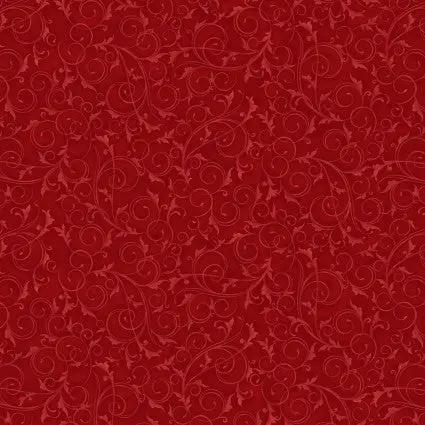 Tela de algodón de fondo ancho Swirls and Twirls rojo rubí de 108"
