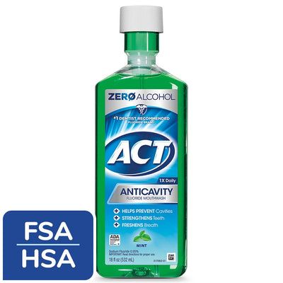 Enjuague bucal ACT con fluoruro anticaries, sin alcohol, menta - 18 fl oz