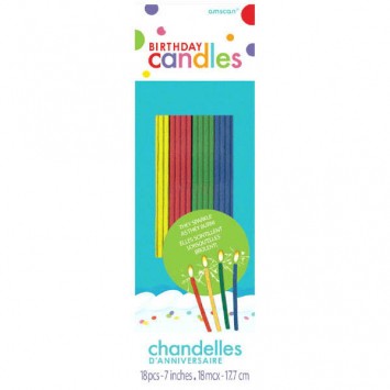Sparkling Thin Party Novelty Candles - Assorted Colors (18ct)