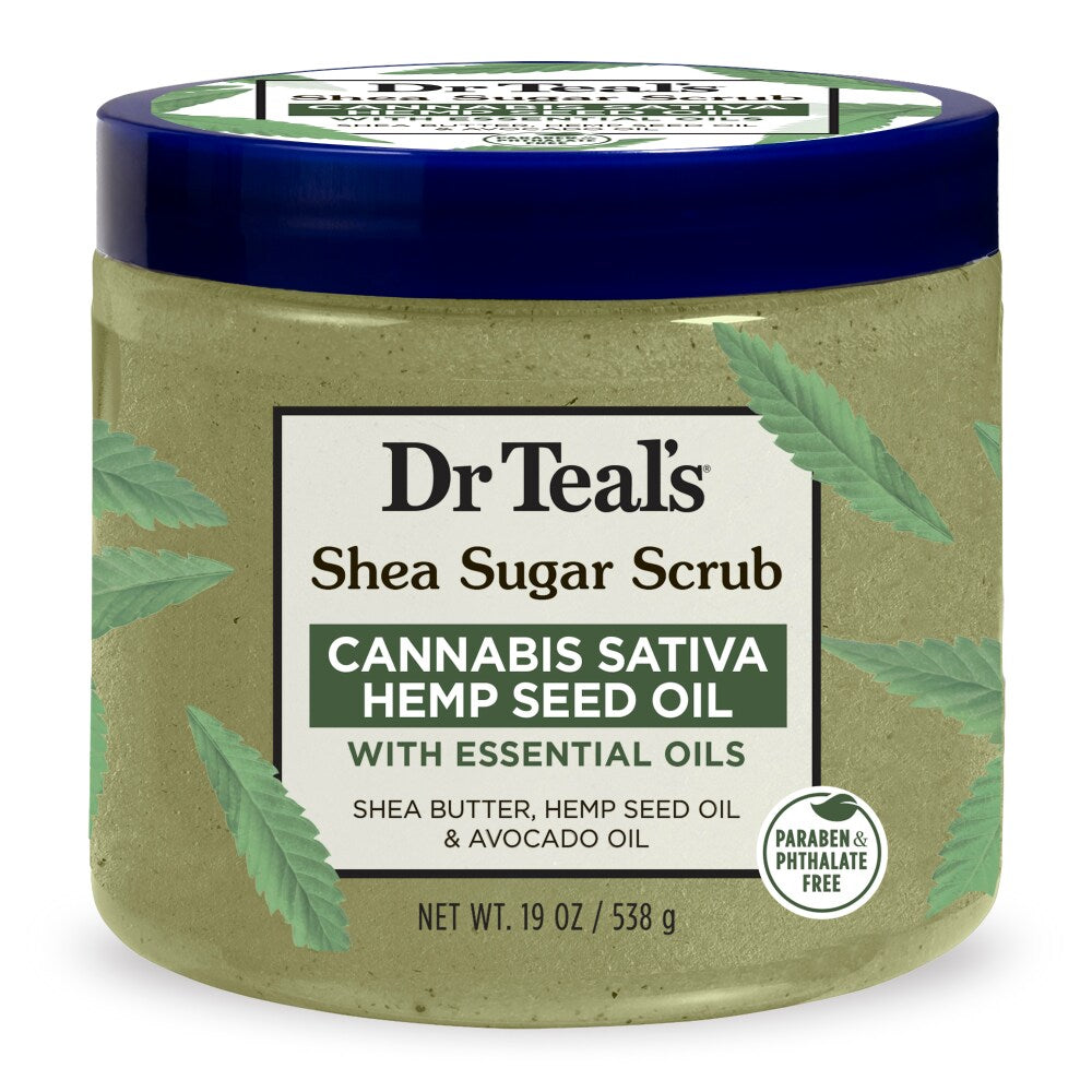 Exfoliante de Azúcar de Shea con Aceite de Semilla de Cáñamo Dr Teal's 19 Oz