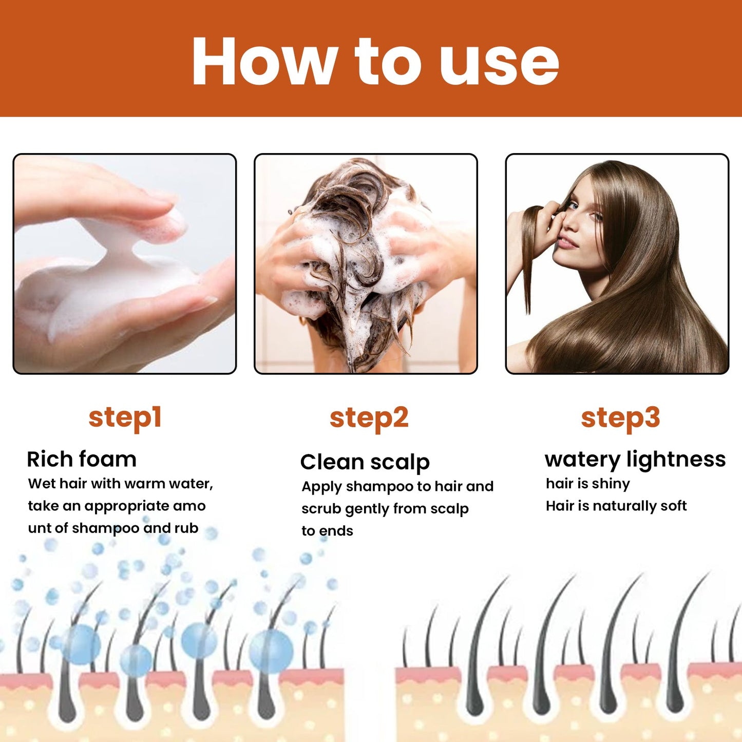 Anti-Fall Shampoo Moisturizes Soft Anti-Fall Hair Growth Deep Clean Anti-Itch Foam Shampoo - Korvel