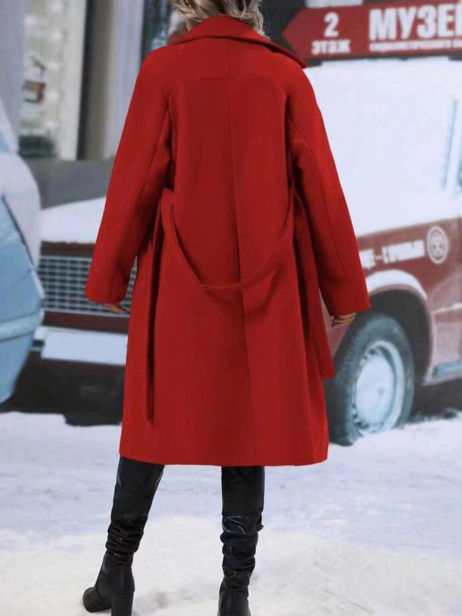 Women's Double-Breasted Pea Coat with Belt