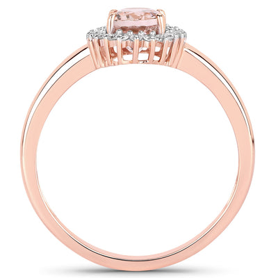 Bague de fiançailles en morganite et diamant de 0,81 carat en or rose 14K