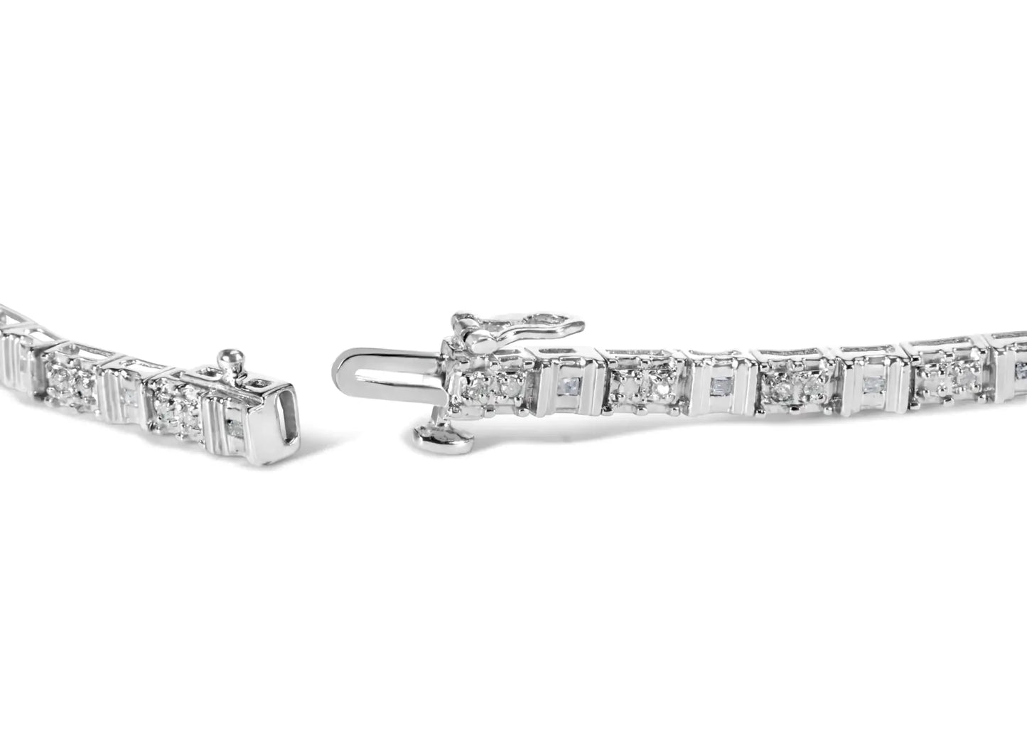 Pulsera de eslabones alternos de diamantes en oro blanco de 10K - 1/2 Cttw