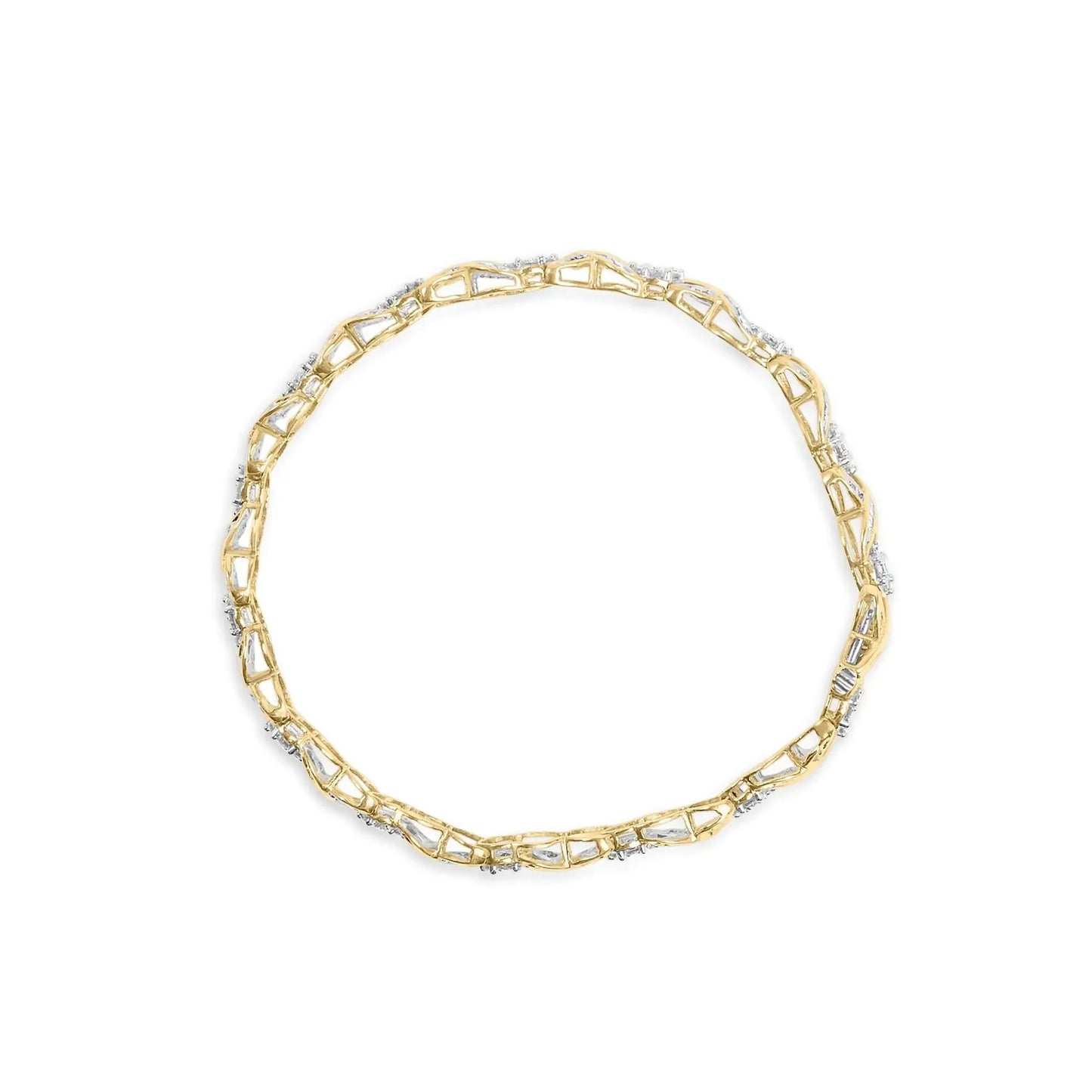 Bracelet en or jaune 10K avec diamants 'XOXO' au design floral