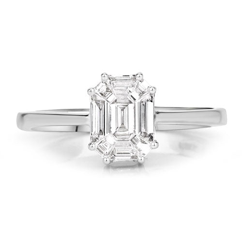 0.48 Carat Genuine White Diamond 18K White Gold Engagement Ring