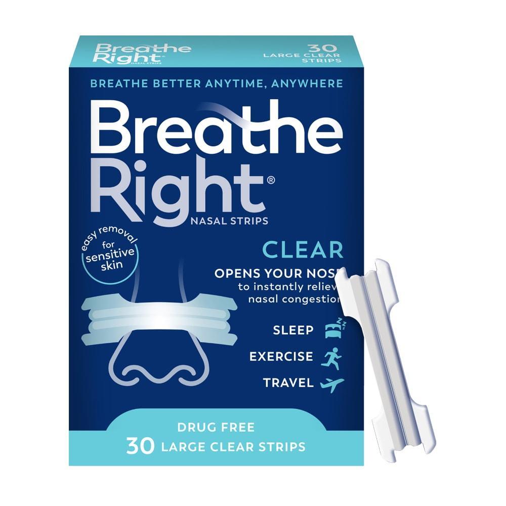 Bandes Nasales Transparentes Breathe Right pour Peau Sensible - Grande