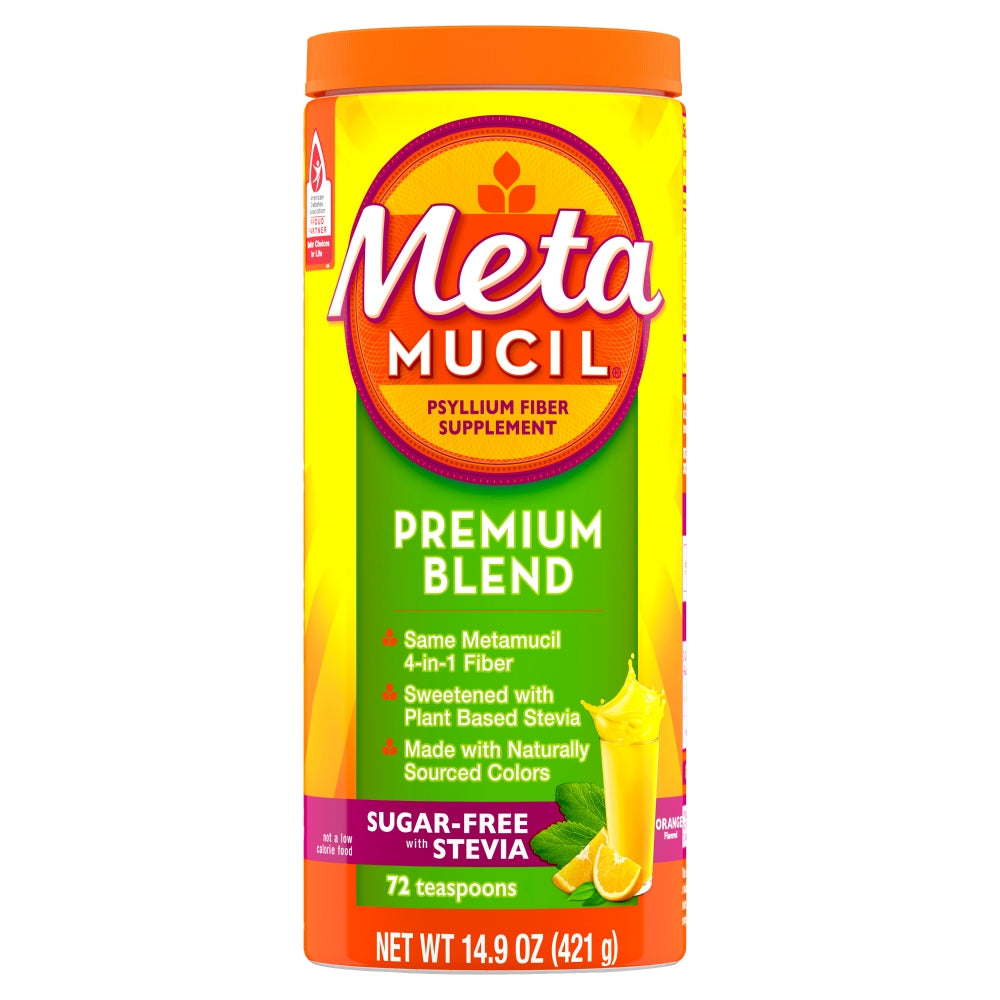 Poudre de fibre de psyllium Metamucil Premium Stevia - Orange 14,9 oz