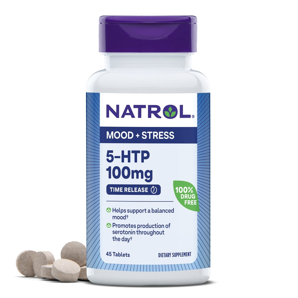 Natrol 5-HTP Mood and Stress Maximum Strength 200 mg Comprimés à Libération Prolongée