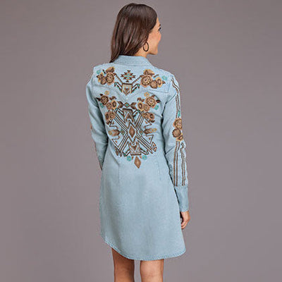 Embroidered Denim Western Dress for Women | Roper - Korvel