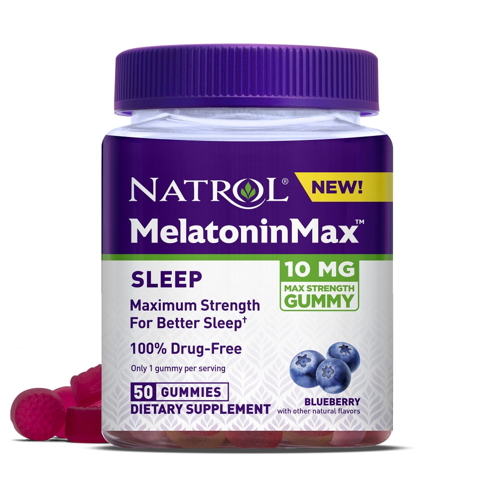 Gommes Natrol Melatonin Max, 10 mg, Saveur Myrtille