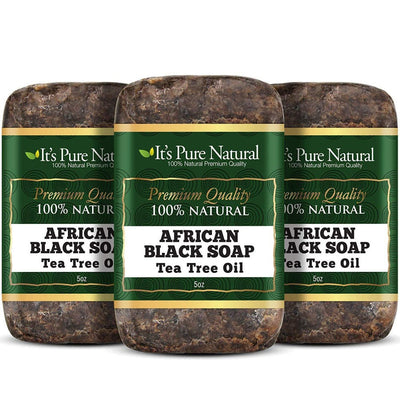It's Pure Natural African Black Soap with Tea Tree Oil - 5 Oz