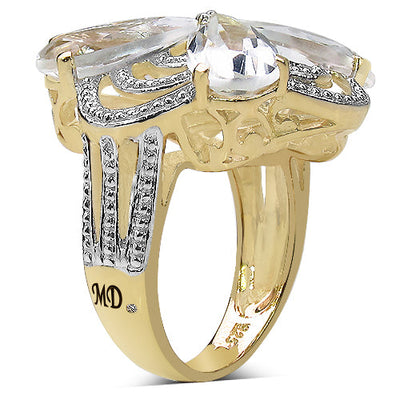 14K Yellow Gold Plated Citrine & Diamond Ring
