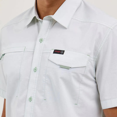Wrangler Men's Short Sleeve Slit Green Shirt - Korvel