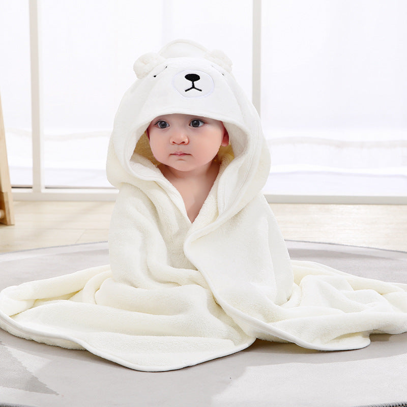 Serviette de bain pour bébé en polaire corail avec motifs de dessins animés