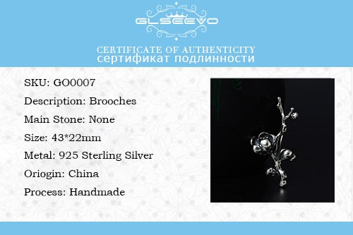 GLSEEVO Vintage Magnolia Brooches For Women Gift 925 Sterling Silver Luxury Brooch Broche Plata De Ley 925 Fine Jewellery - Korvel