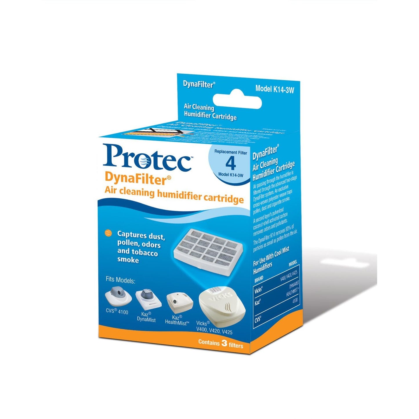 Cartucho de humidificador con limpieza de aire Protec Dynafilter 3 paquetes