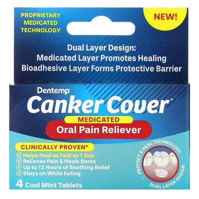 Dentemp Canker Cover - Comprimés de soulagement de la douleur buccale, menthe fraîche