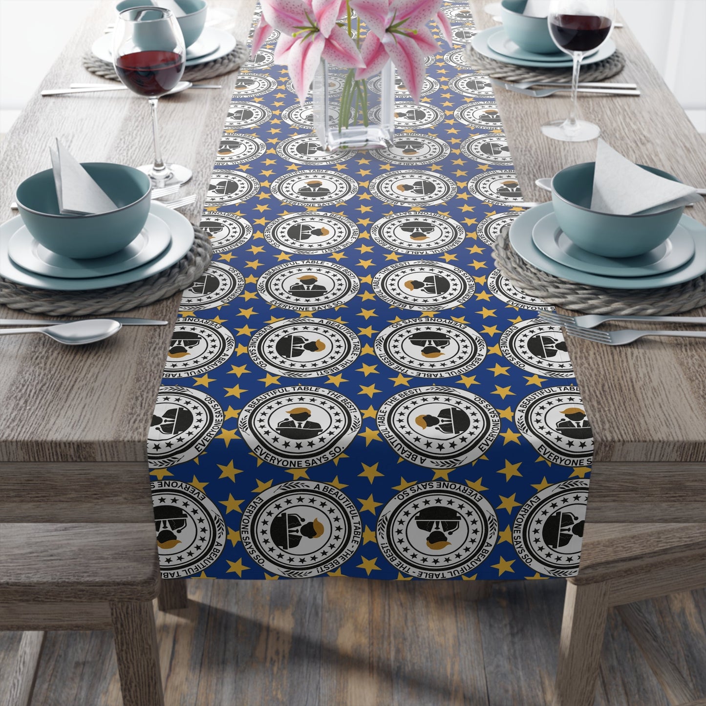 Elegant Faux Seal Pattern Table Runner