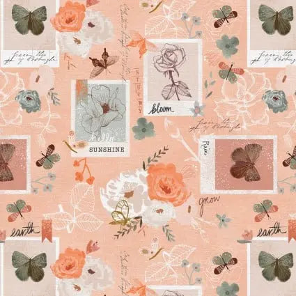 Bud To Bloom Journal Pages Wideback Fabric - 118" per yard