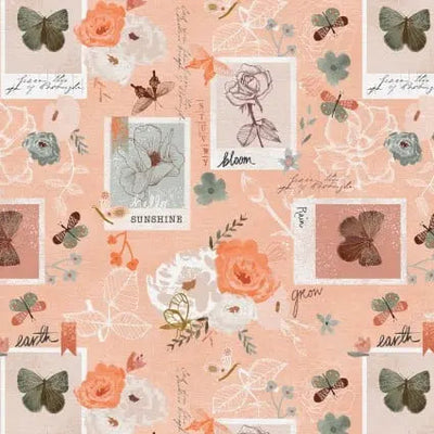 Bud To Bloom Journal Pages Wideback Fabric - 118" per yard