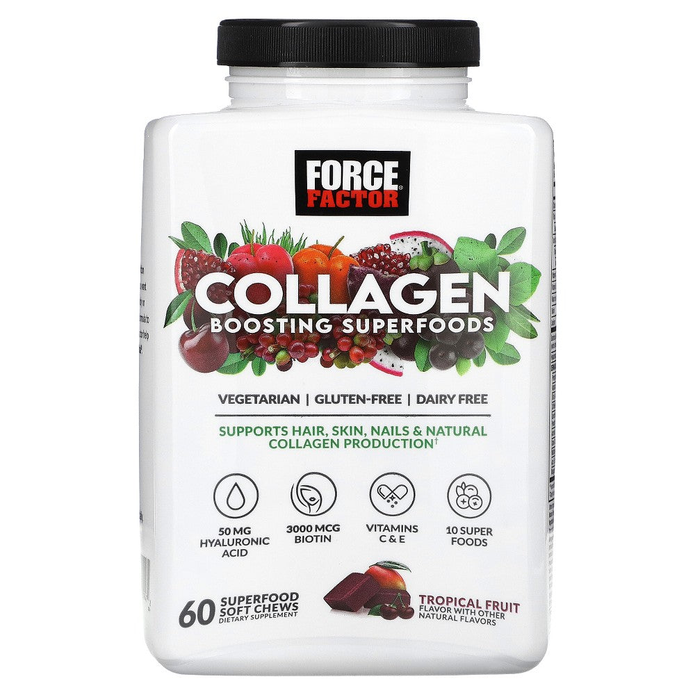 Force Factor Collagen Boosting Superfoods, Tropical Fruit, 60 Soft Chews