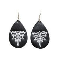 Stylish Leather Teardrop Earrings with Unique Stitching - Korvel