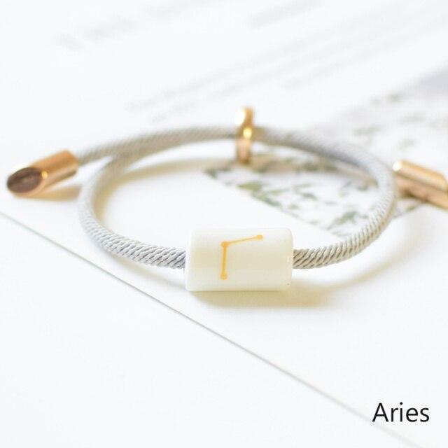 Bracelet de charme des 12 signes du zodiaque - Bijoux en corde faits à la main ajustables