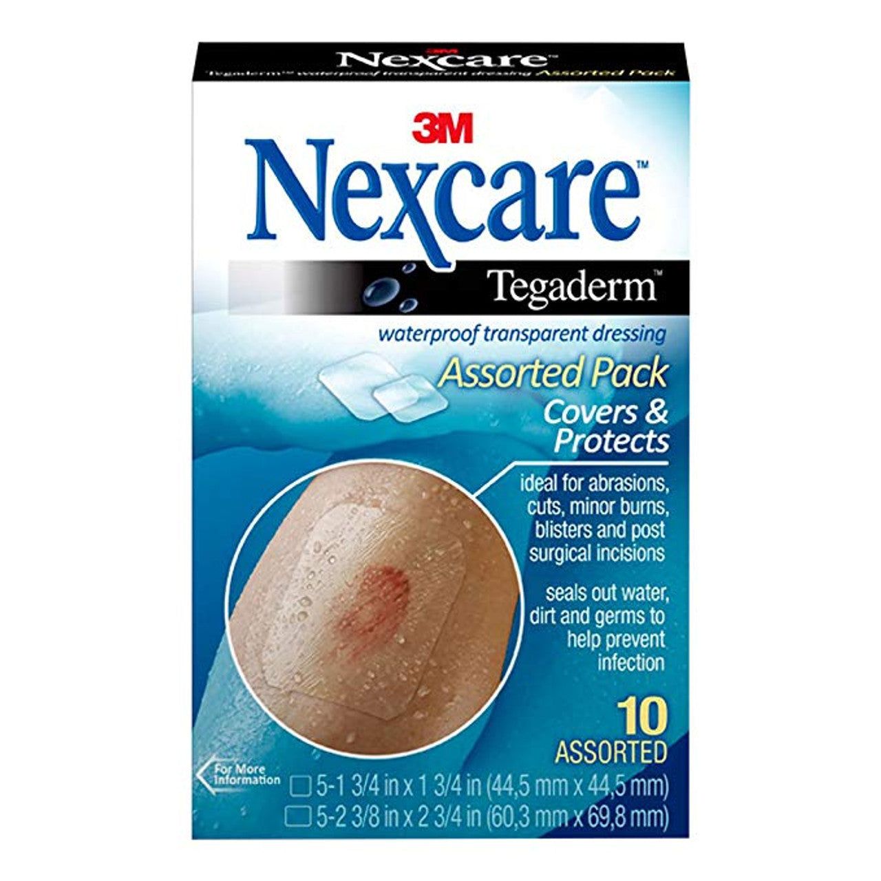Nexcare Tegaderm Vendaje Transparente Impermeable - Tamaños Asortidos, 10 Contenido